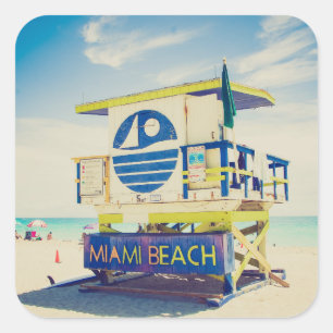 Südstrand des Leibwächter-Turm- , Miami, Florida Quadratischer Aufkleber