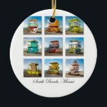 Südstrand, Miami-Leben-Schutz-Bretterbuden Keramik Ornament<br><div class="desc">Leben der Strand,  wohin Sie sind. 9 Leibwächter-Bretterbuden gelegen auf Südstrand,  Miami</div>