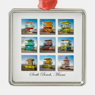 Südstrand, Miami-Leben-Schutz-Bretterbuden Silbernes Ornament