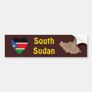 Südsudan-Flagge Herz + Karte Aufkleber Autoaufkleber