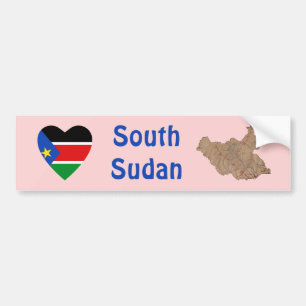 Südsudan-Flagge Herz + Karte Aufkleber Autoaufkleber