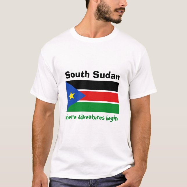Südsudan-Flagge + Karte + Text-T - Shirt (Vorderseite)