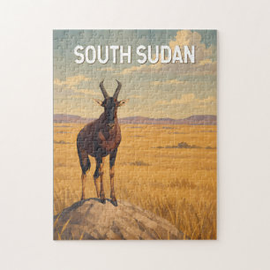 Südsudan Illustration Reise Kunst Vintage