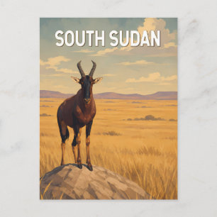 Südsudan Illustration Reise Kunst Vintage Postkarte