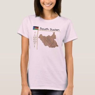 Südsudan Karte + Flagge + T - Shirt