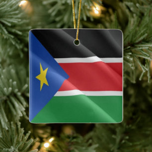 SÜDSUDAN, Waving Flag, Afrika, Keramikornament