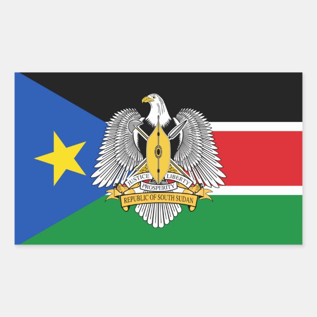 Südsudanesische Flagge & Wappen, Südsudan Rechteckiger Aufkleber (Vorderseite)