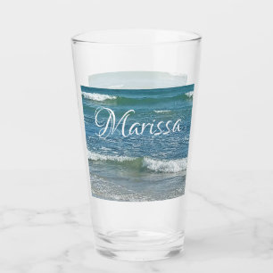 Sudsy Blue Atlantic Ocean Shore Individuelle Name Glas