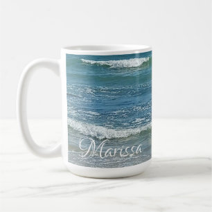 Sudsy Blue Atlantic Ocean Shore Individuelle Name Kaffeetasse