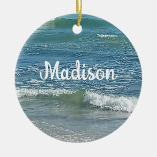 Sudsy Blue Atlantic Ocean Shore Individuelle Name Keramik Ornament