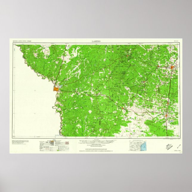 Südtexas Topo Karte mit Laredo Poster (Vorne)