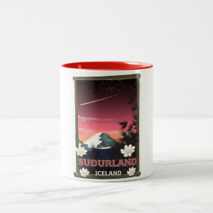 Suðurland Island Reiseplakat Zweifarbige Tasse