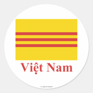 Südvietnam-Flagge mit Namen auf Vietnamesen Runder Aufkleber