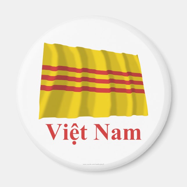 Südvietnam Waving Flag mit Name in Vietnamesisch Magnet (Vorne)