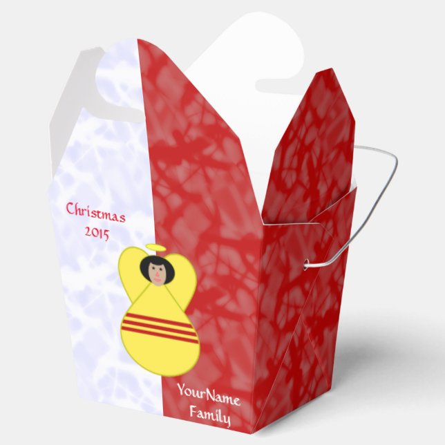 Südvietnamesische Engelflagge auf Rot und Weiß Geschenkschachtel (Geöffnet)