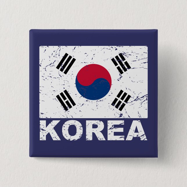 SüdVintage Flagge koreas Button (Vorderseite)