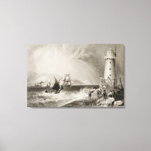 Südwand-Leuchtturm mit Howth Hügel Leinwanddruck
