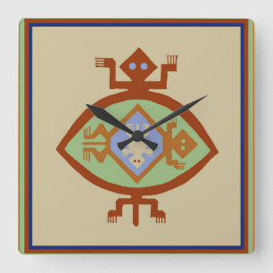 Südwest-amerikanische Mimbres-Schildkrötenuhr Quadratische Wanduhr