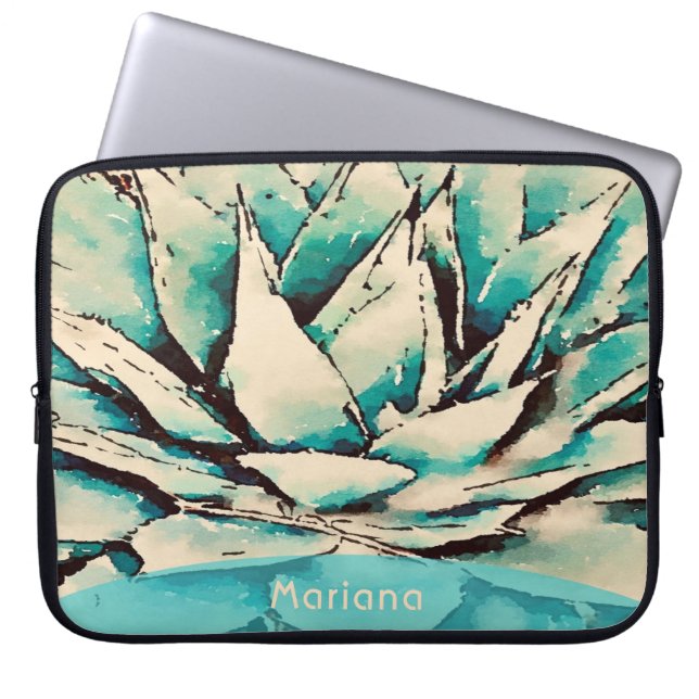 Südwest Aquamarin Agave Succully Laptop Sleeve (Vorderseite)