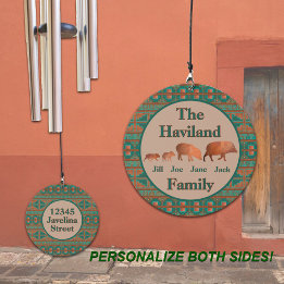 Südwest Aquamarin Design Javelina Familie Personal Windspiel