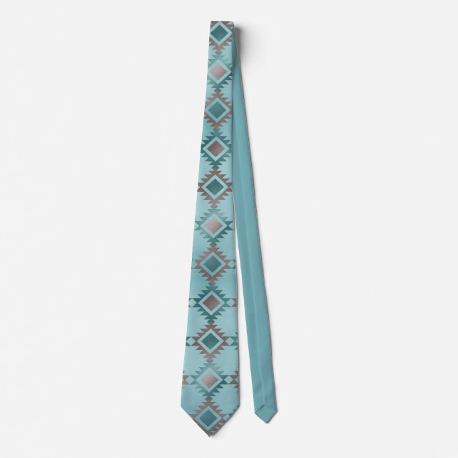 Südwest Aztec Aquamarines Design Muster Krawatte (Vorderseite)