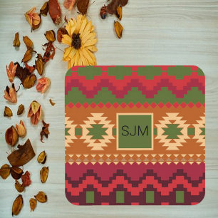 Südwest Aztec Style Rosa Grün und Braun Getränkeuntersetzer