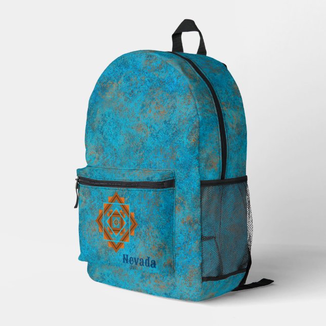 Südwest Berggipfel Personalisiert Türkis Bedruckter Rucksack (Rückseitige Ecke Rechts)