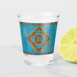 Südwest-Berggipfel Türkisblau geometrisch Schnapsglas