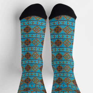 Südwest-Berggipfel Türkisblau geometrisch Socken