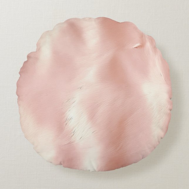 Südwest Blush Pink Cowgirl Cowhide Rundes Kissen (Vorderseite)
