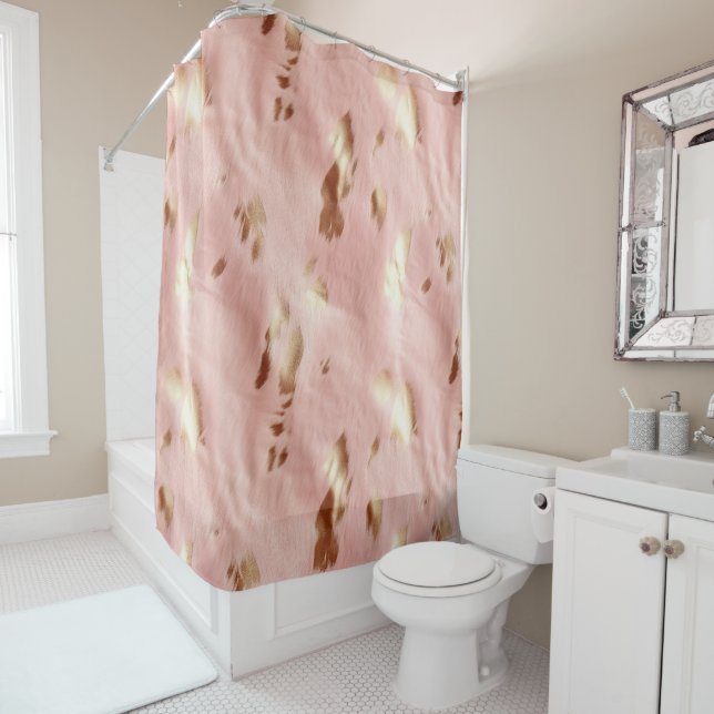 Südwest Blush Pink Gold Cowgirl Cowhide Duschvorhang (Beispiel)