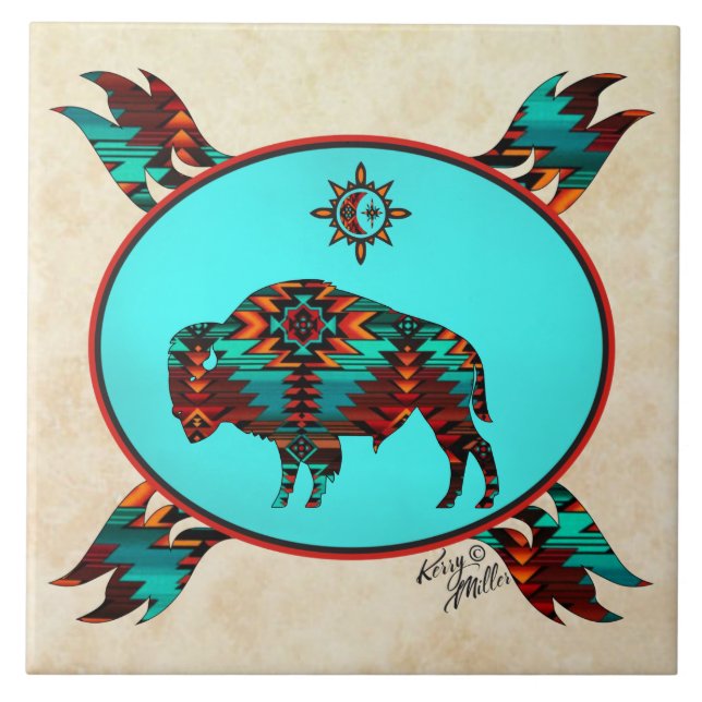 Südwest Buffalo Keramik Tile Fliese (Vorderseite)