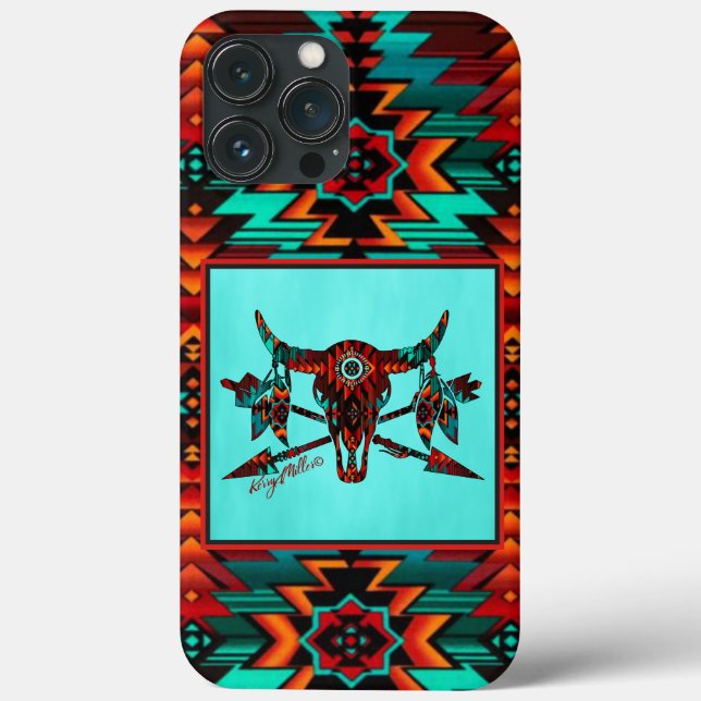 Südwest Buffalo Skull and arrows Case Mate iPhon (Rückseite)
