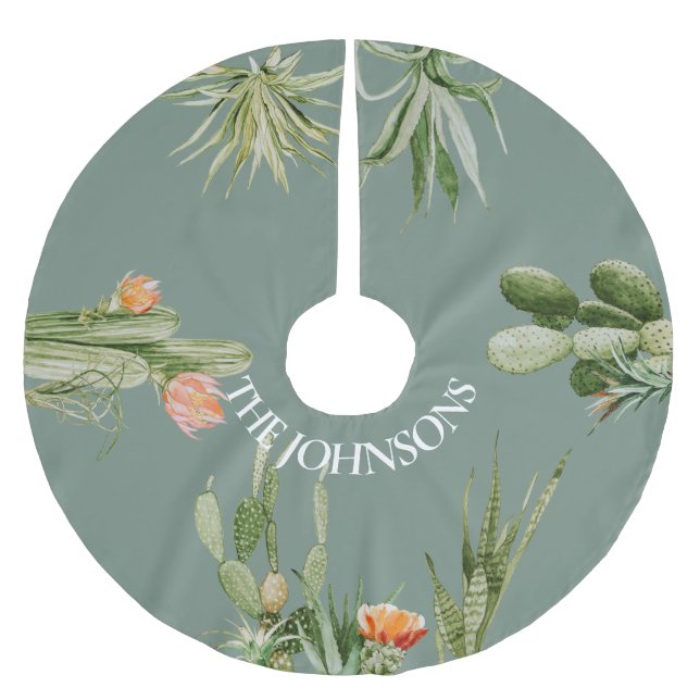 Südwest Cactus Cacti Sukkulente Pflanze Wüste Polyester Weihnachtsbaumdecke (Vorderseite)