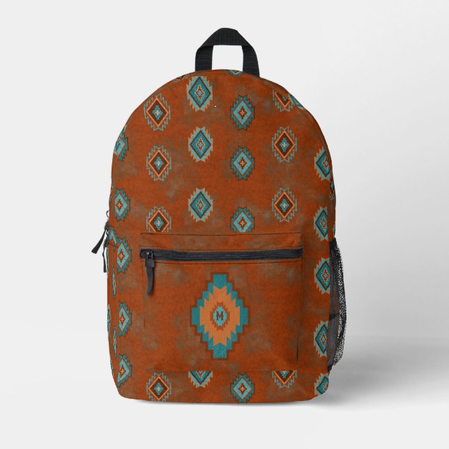 Südwest Canyon Kupfer Türkis Diamond Monogram Bedruckter Rucksack (Vorderseite)