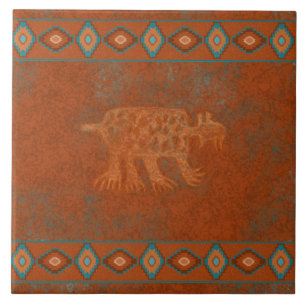 Südwest-Canyons Bobcat-Petroglyphe umrandet  Fliese