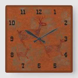 Südwest Canyons Deer Petroglyphs Western Style S Quadratische Wanduhr