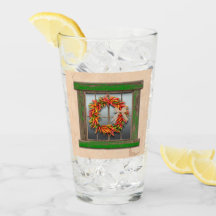 Südwest Chile Kranz auf rustikalem Grün-Holzfenste