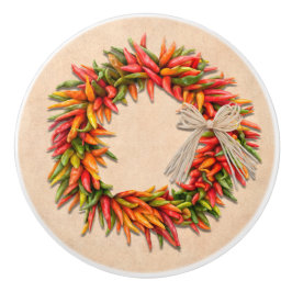 Südwest Chile Ristra Wreath auf Adobe Wall Keramikknauf