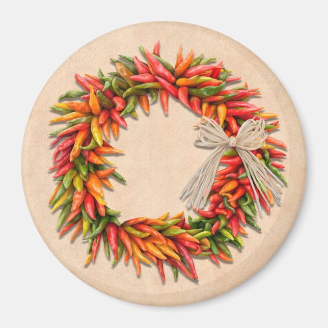 Südwest Chile Ristra Wreath auf Adobe Wall Magnet (Vorne)