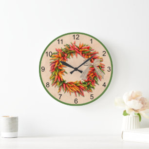 Südwest Chile Ristra Wreath mit Grundnummern Große Wanduhr
