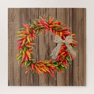 Südwest Chile Ristra Wreath on Weathered Wood
