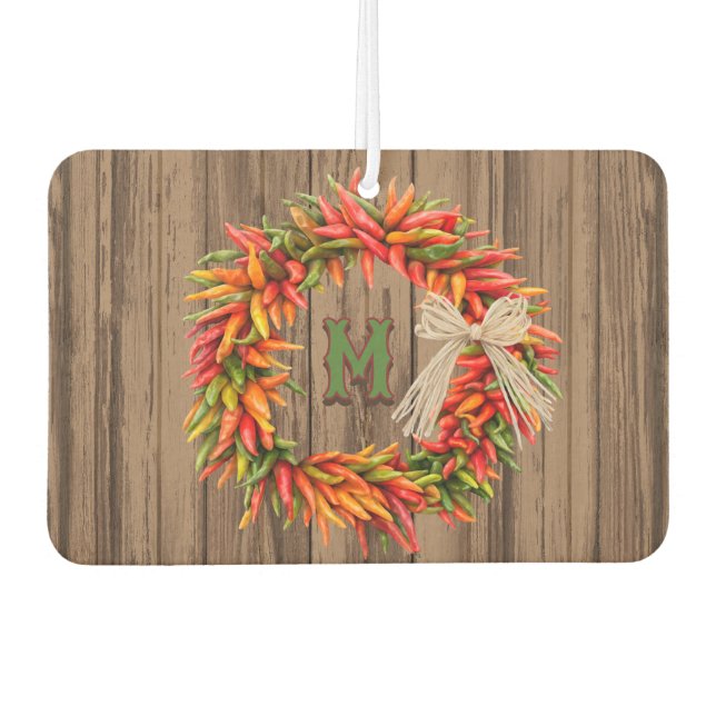 Südwest Chile Ristra Wreath Personalisiert Initial Autolufterfrischer (Vorderseite)