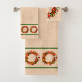 Südwest Chile Ristra Wreaths on Adobe Wall Badhandtuch Set