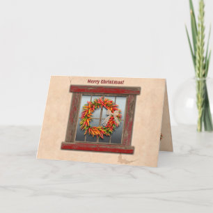 Südwest Chile Wreath Rustic Red Window Weihnachten Karte