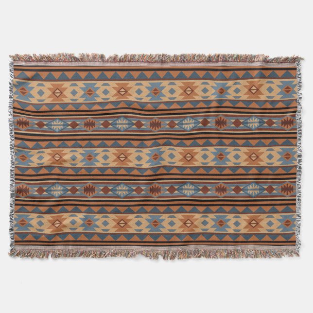 Südwest Design Adobe Gray Brown Tribal Muster Decke (Vorderseite)