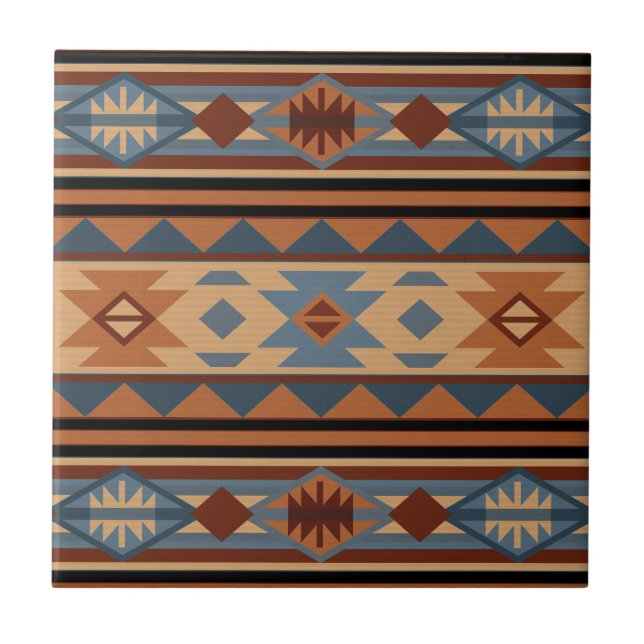 Südwest Design Adobe Gray Brown Tribal Muster Fliese (Vorderseite)