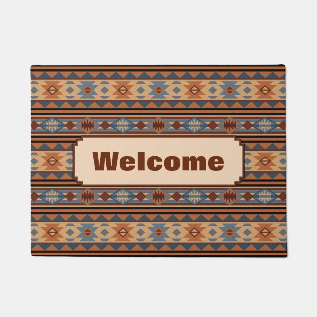Südwest Design Adobe Gray Brown Tribal Muster Fußmatte (Vorderseite)