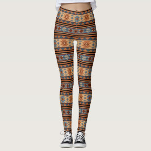 Südwest Design Adobe Gray Brown Tribal Muster Leggings