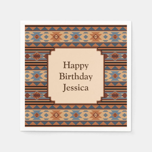 Südwest Design Adobe Gray Brown Tribal Muster Serviette (Vorderseite)